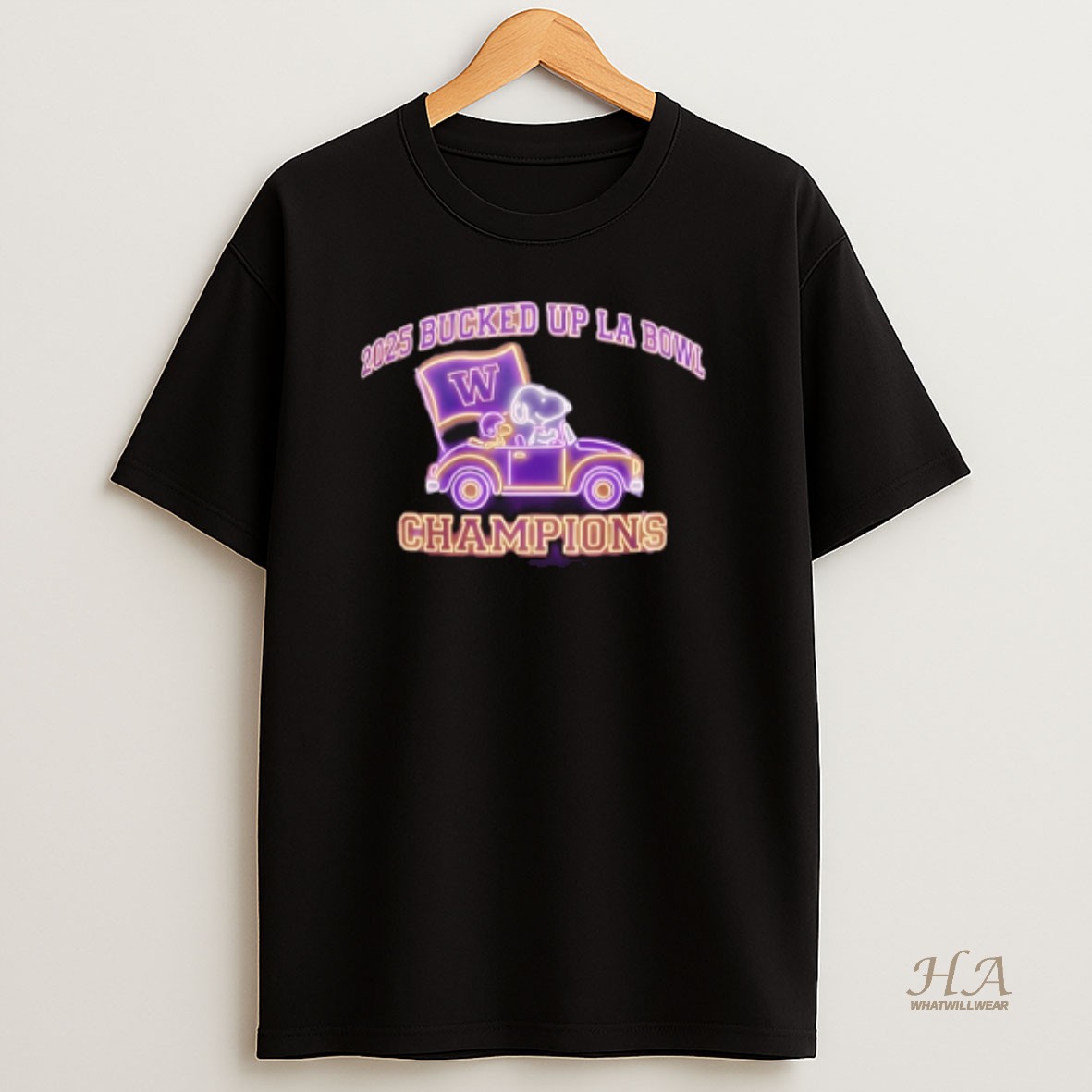 Official Snoopy Washington Husky 2025 Bucked Up La Champions Neon T Shirt