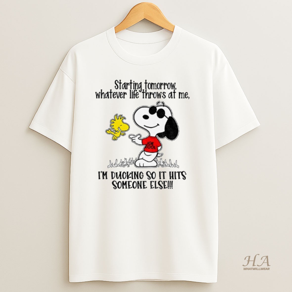 Official Snoopy And Woodstock Starting Tomorrow Whatever Life Throws At Me Im Ducking So It Hits Shirt