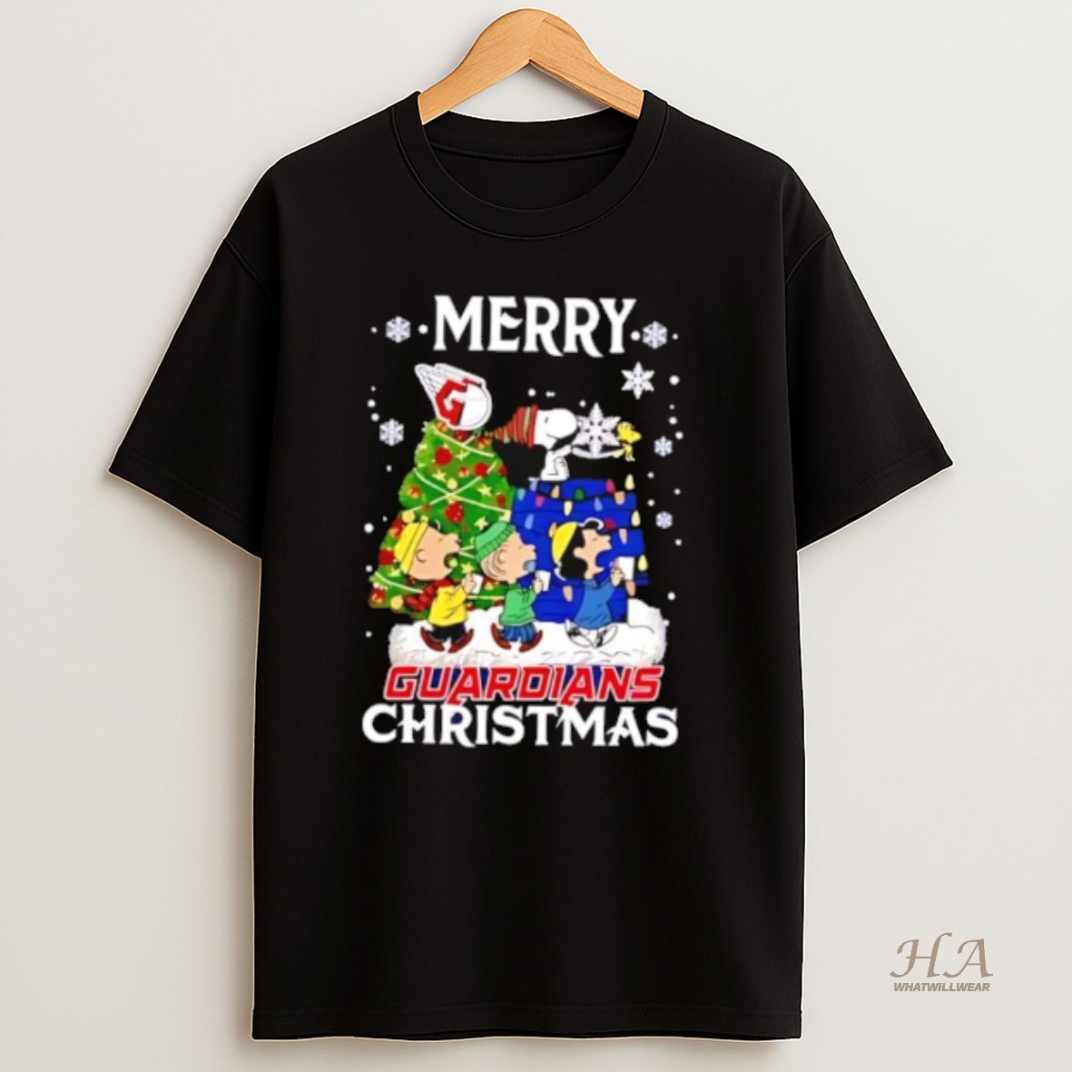 Official Snoopy And Friends Merry Cleveland Guardians Christmas T Shirt