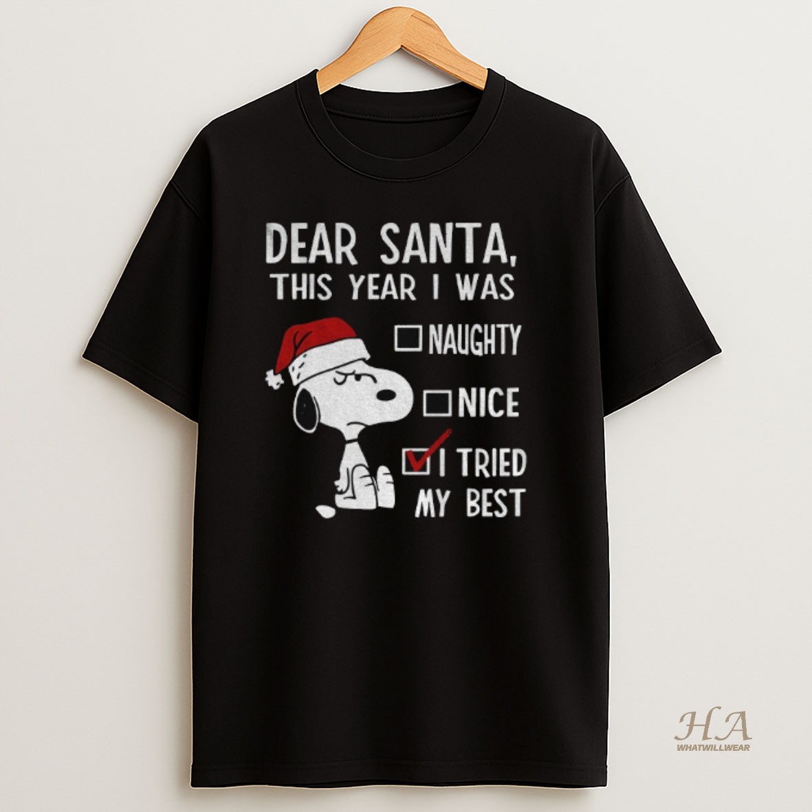 Official Snoopy Dear Santa This Year I Was Naughty Nice I Tried My Best Merry Christmas T Shirt 1