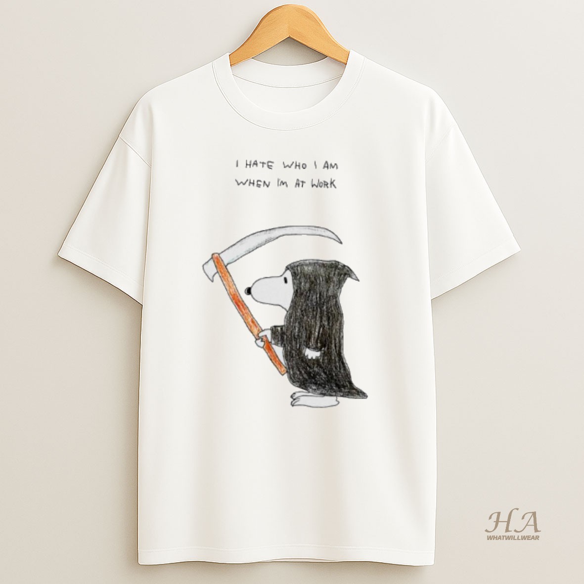 Official Snoopy The Grim Reaper I Hate Who I Am When Im At Work Shirt