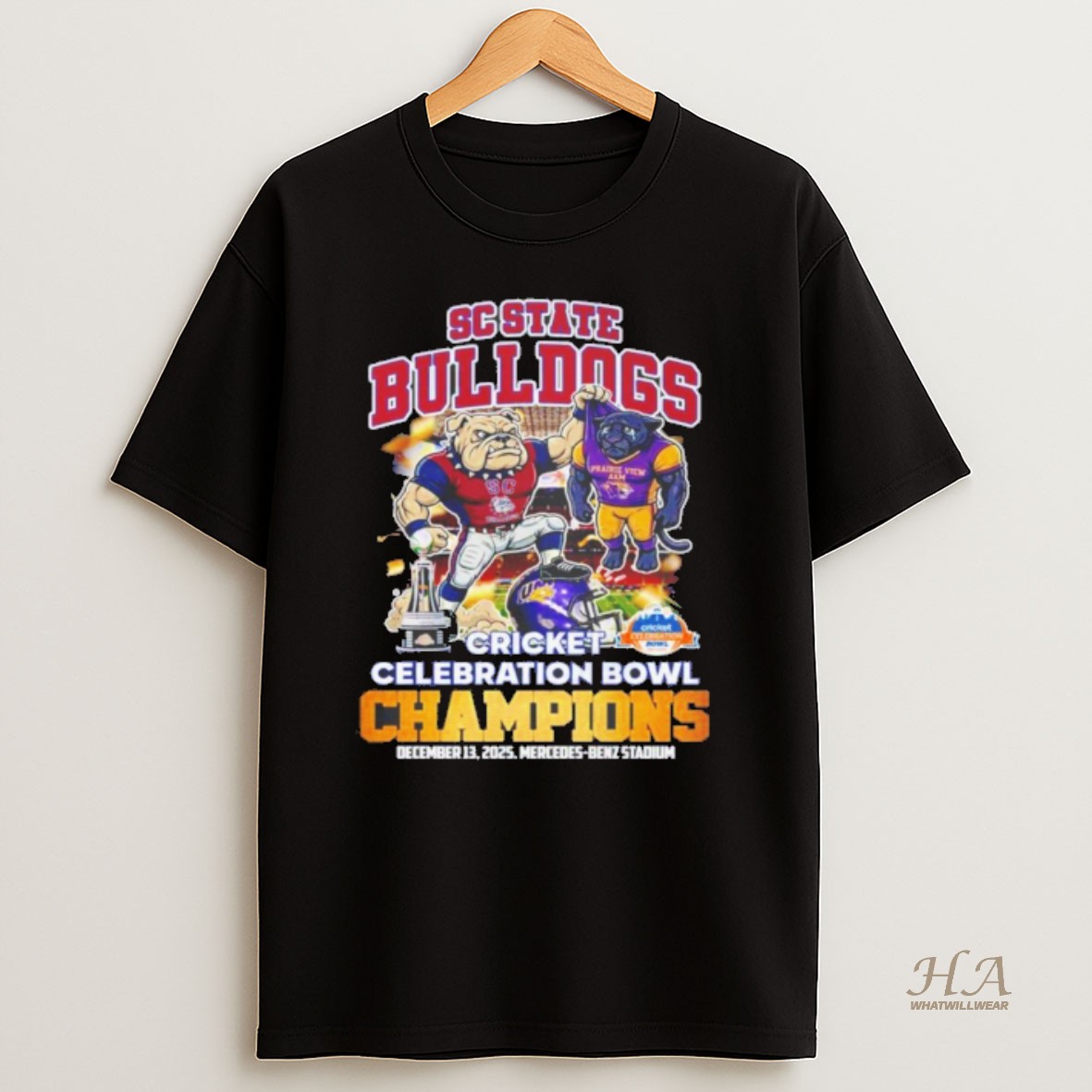 Official South Carolina State Bulldogs Cricket Celebration Bowl Champions 2025 Mascot T Shirt