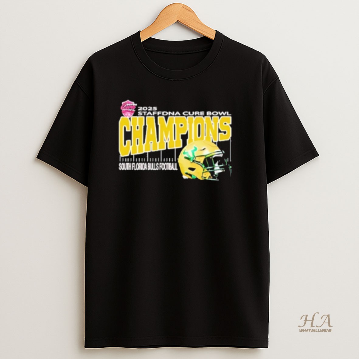 Official South Florida Bulls 2025 Cure Bowl Champions Helmet T Shirt