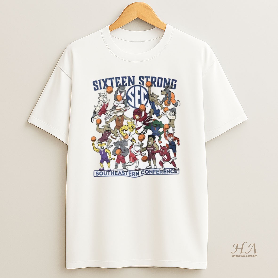Official Southeastern Conference Sixteen Strong Basketball Sec Mascots T Shirt