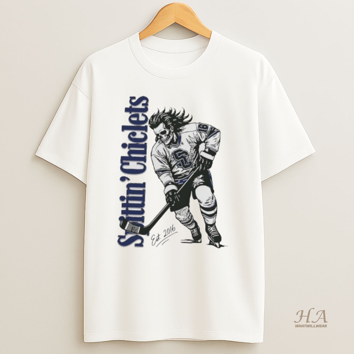 Official Spittin Chiclets Skullet Vertical Hockey T Shirt