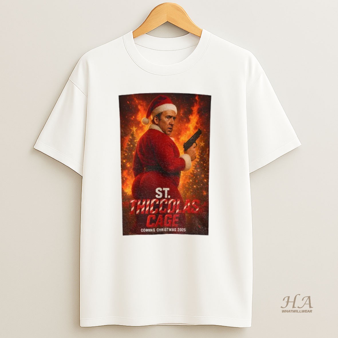 Official St Thiccolas Cage Coming Christmas 2025 Thiccolas Cage Christmas Meme Shirt