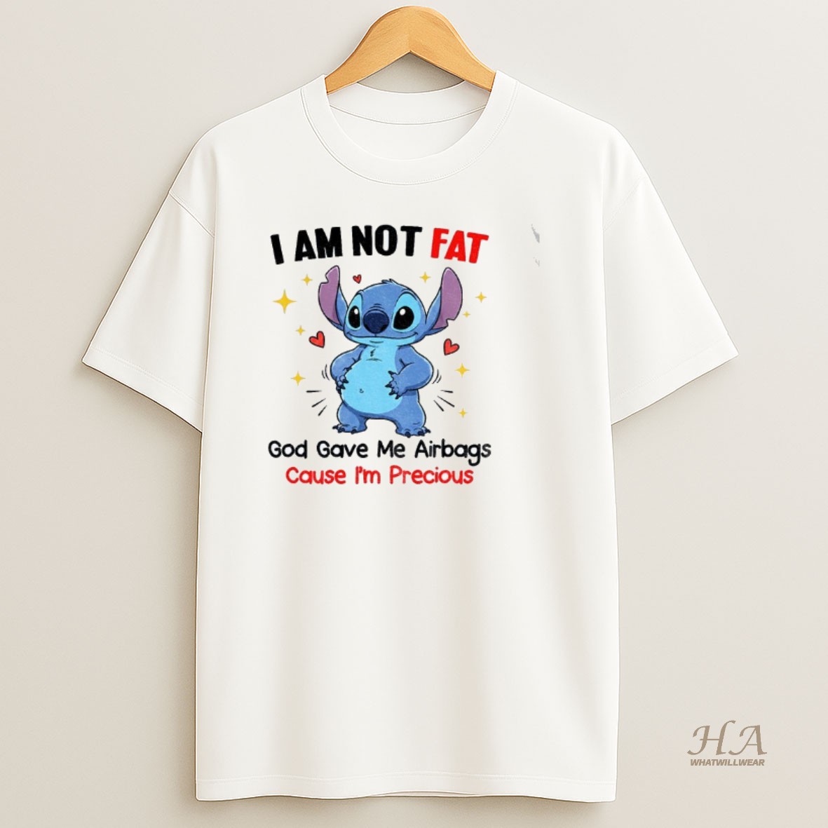 Official Stitch I Am Not Fat God Gave Me Airbags Cause Im Precious T Shirt