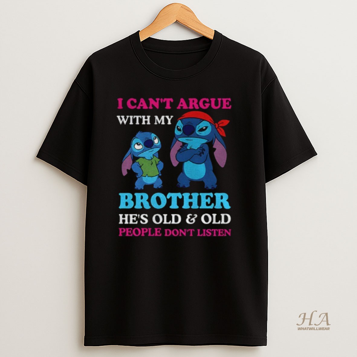 Official Stitch I Cant Argue With My Brother Hes Old And Old People Dont Listen Shirt