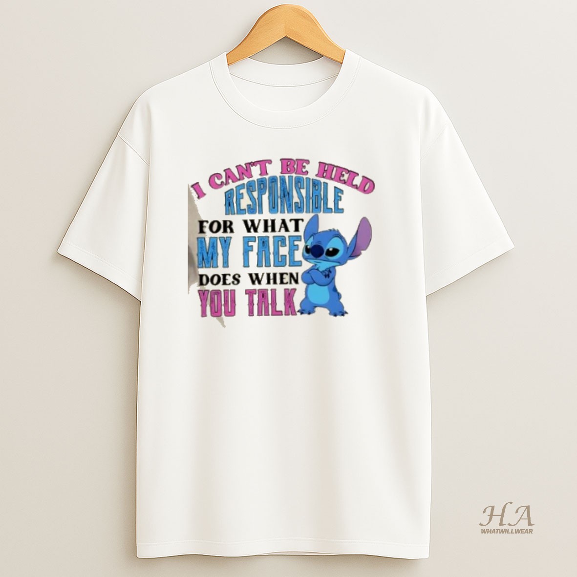 Official Stitch I Cant Be Held Responsible My Face For What It Does When You Talk T Shirt