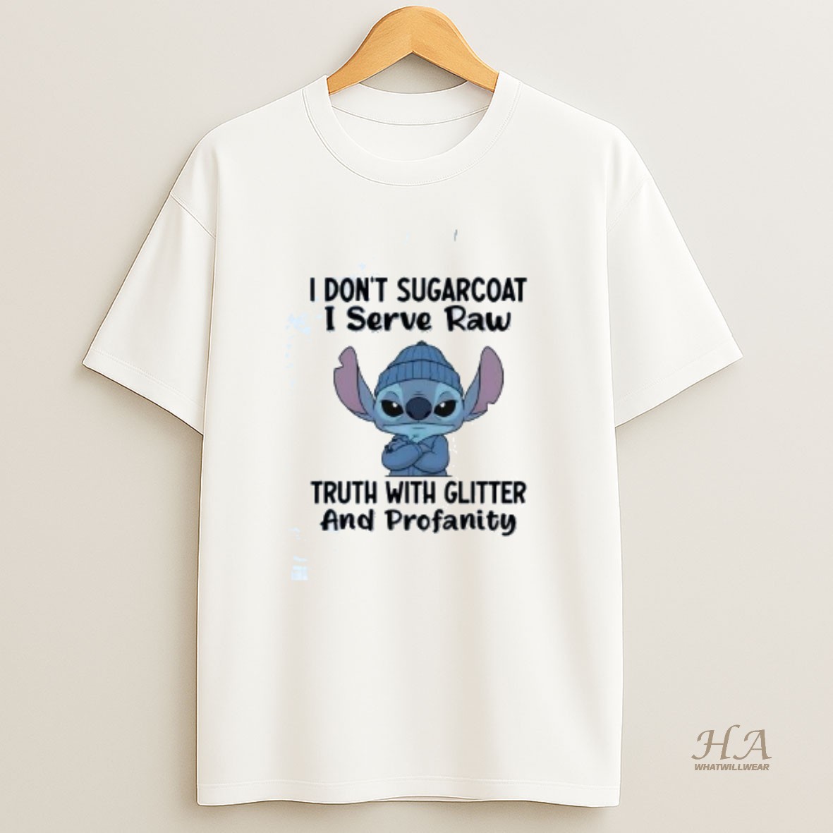 Official Stitch I Dont Sugarcoat I Serve Raw Truth With Glitter And Profanity T Shirt