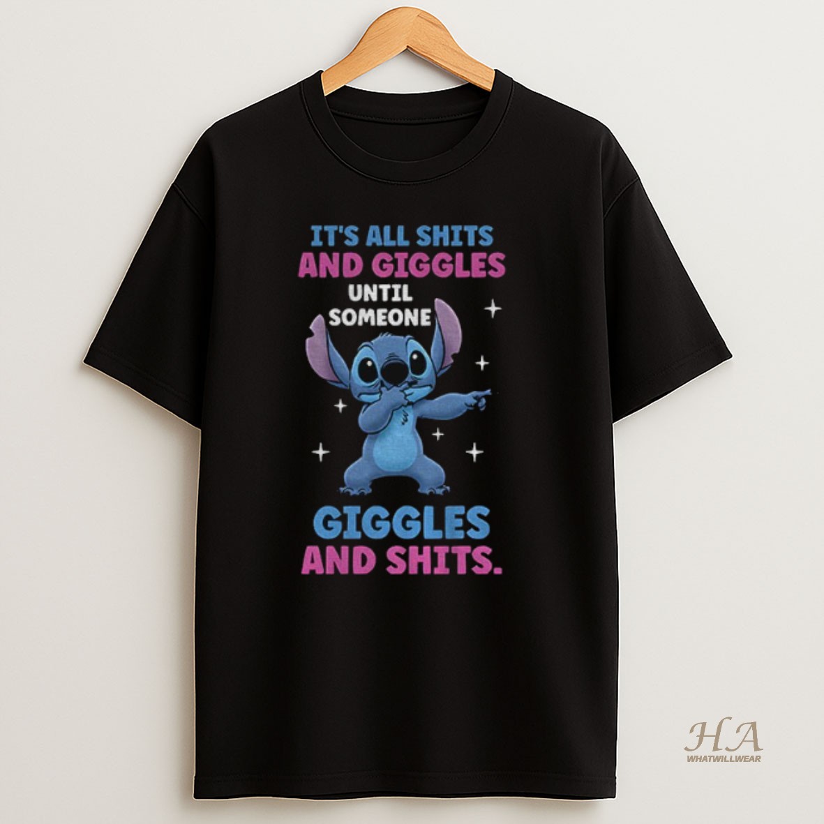 Official Stitch Its All Shits And Giggles Until Someone Giggles And Shits Shirt