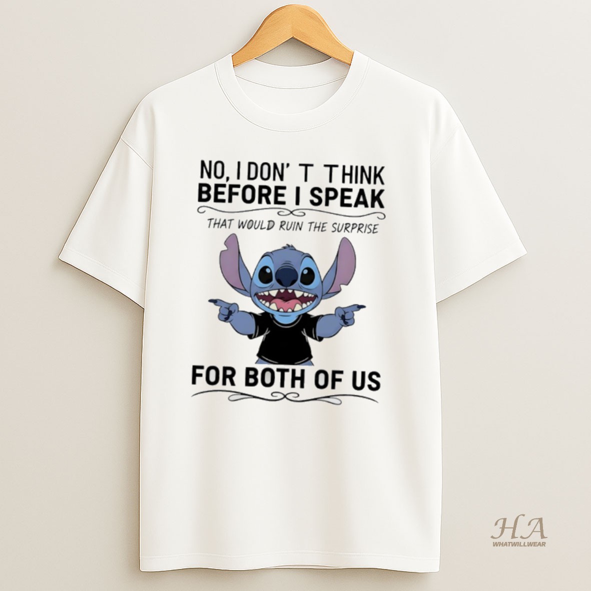 Official Stitch No I Dont Think Before I Speak That Would Ruin The Surprise For Both Of Us Shirt