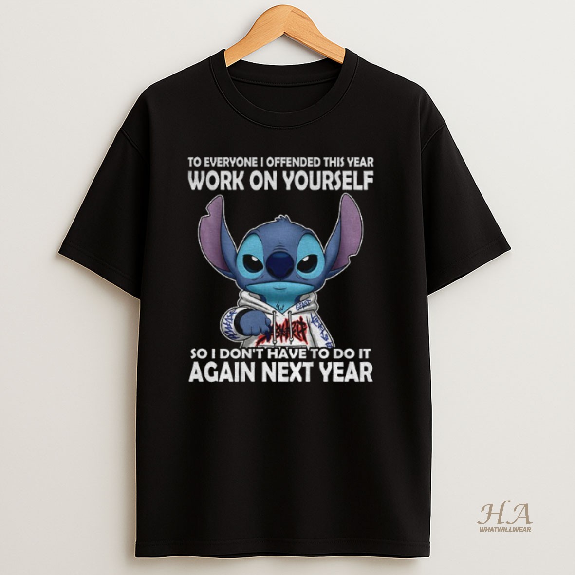 Official Stitch To Everyone I Offended This Year Work On Yourself So I Dont Have To Do It Again Next Year Christmas Shirt