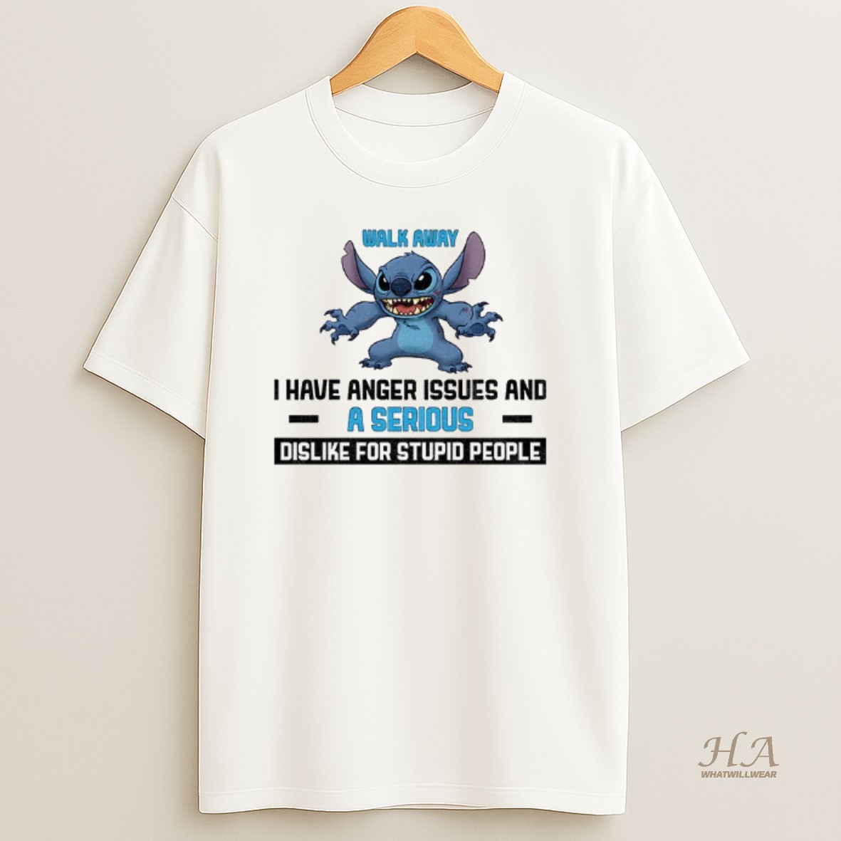 Official Stitch Walk Away I Have Anger Issues And A Serious Dislike For Stupid People Shirt