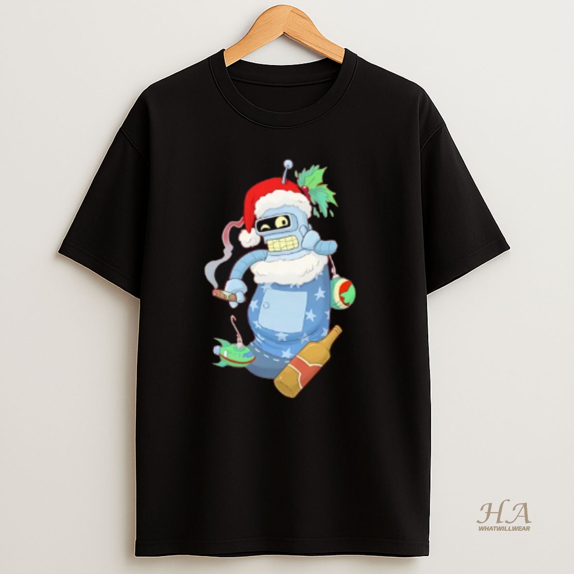 Official Stocking Stuffer Bendy Holding Cigar Merry Christmas T Shirt