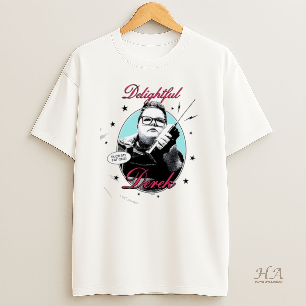 Official Stranger Things Delightful Derek Suck My Fat One Graphic T Shirt