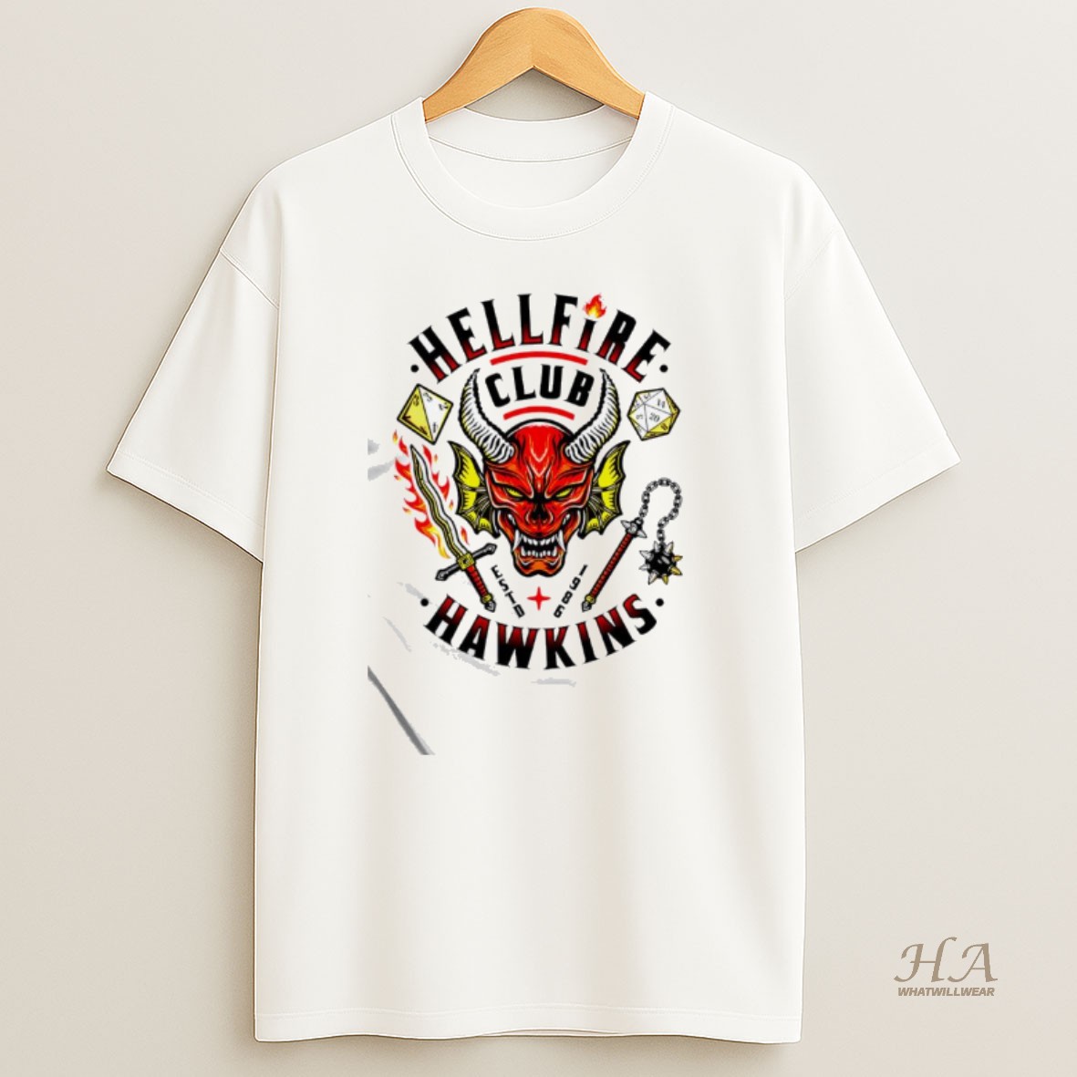 Official Stranger Things Hellfire Club Hawkins Logo T Shirt
