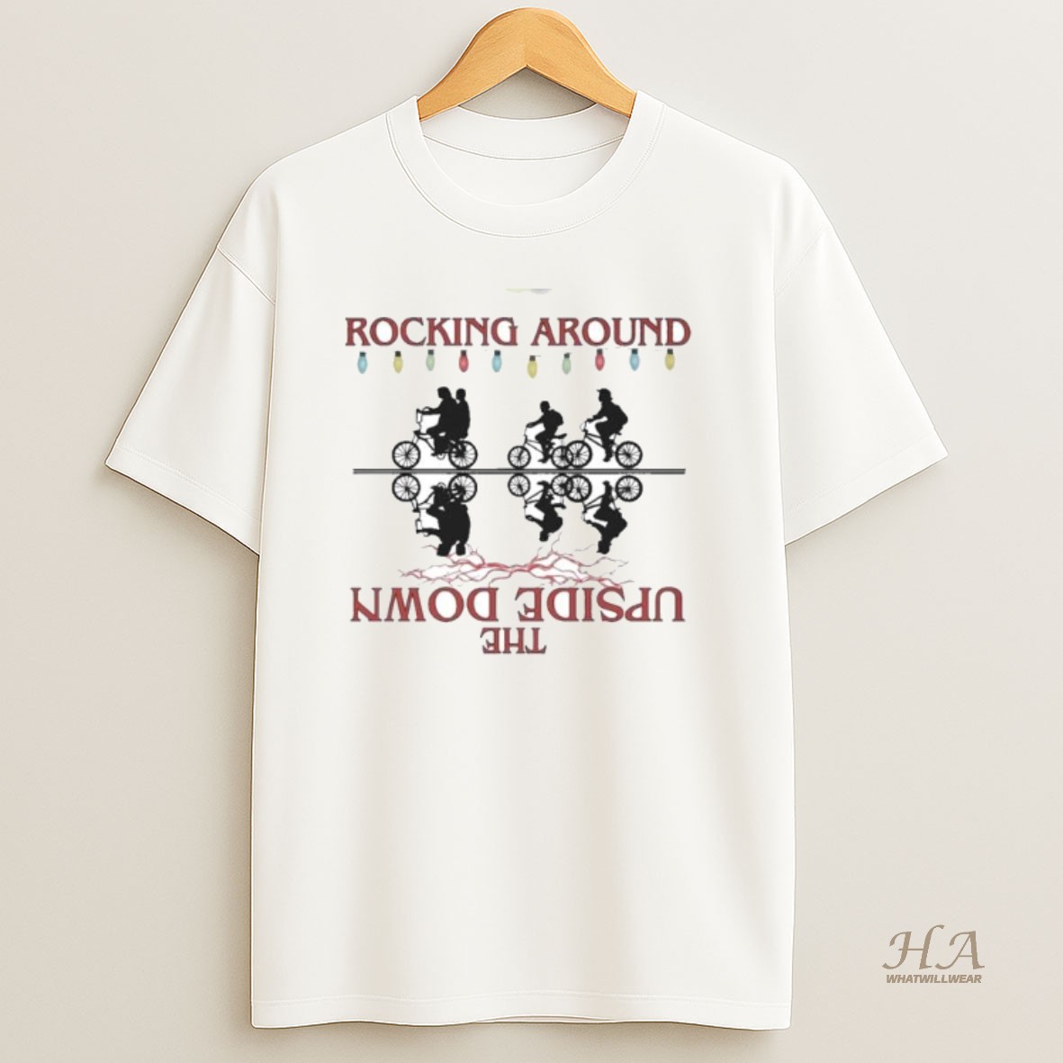 Official Stranger Things Rocking Around The Upside Down Merry Christmas Shirt