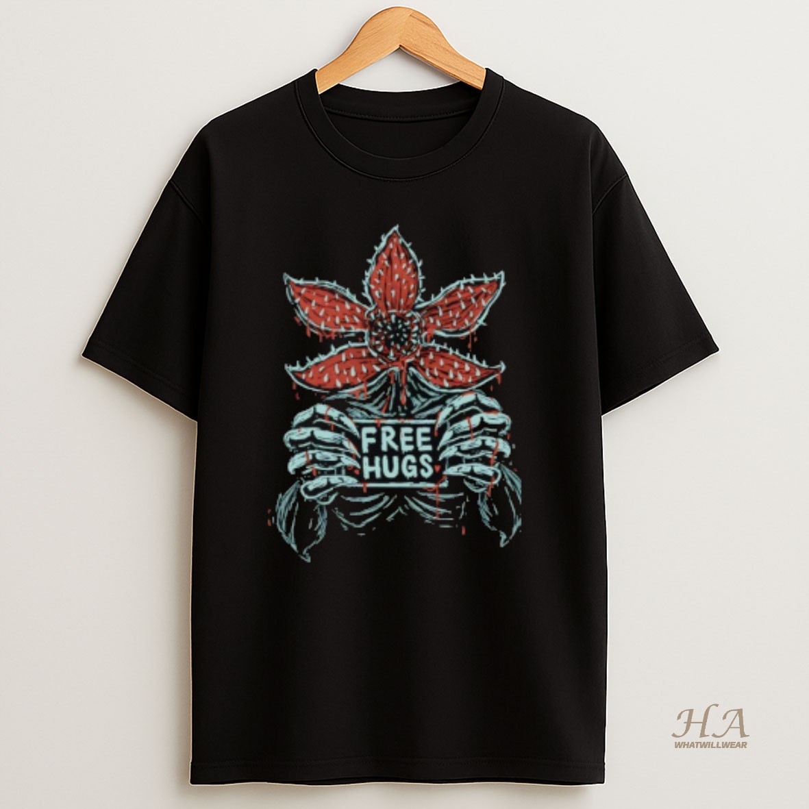 Official Stranger Things Free Demogorgon Hugs Free Hugs T Shirt