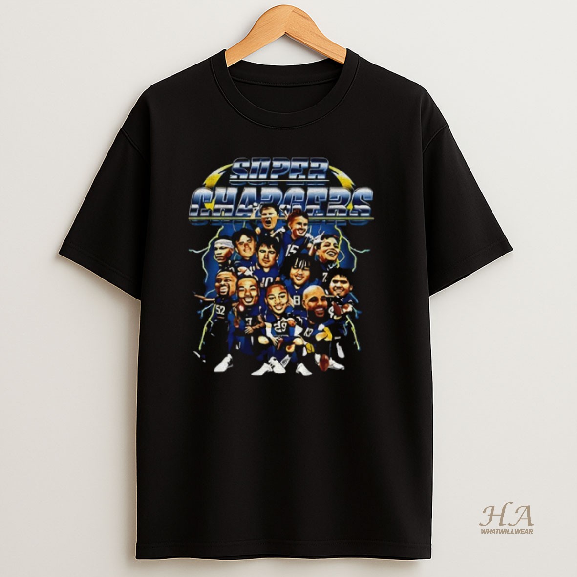 Official Superchargers Los Angeles Chargers Football All Team Cartoon T Shirt