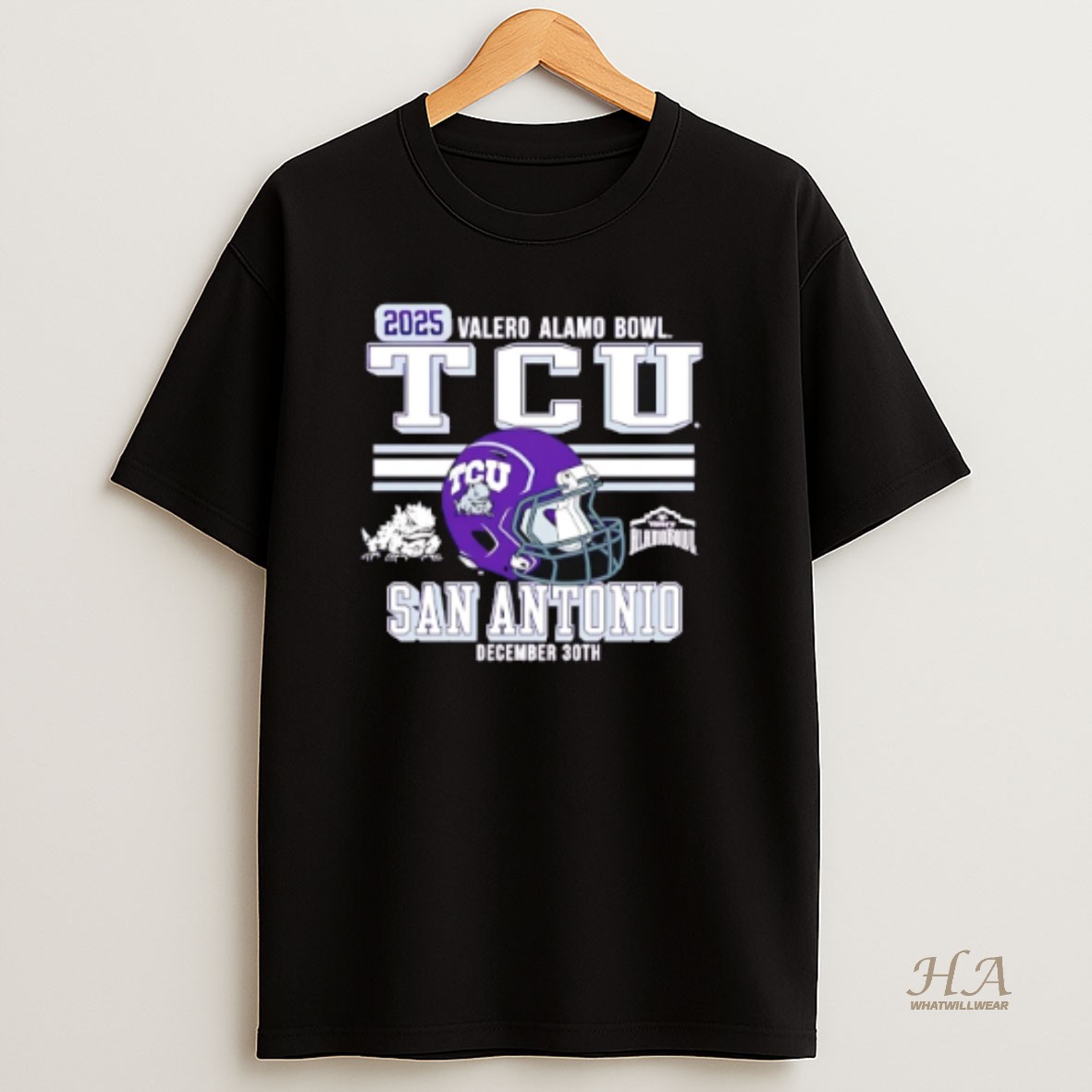 Official Tcu San Antonio 2025 Alamo Bowl Bound Helmet Shirt