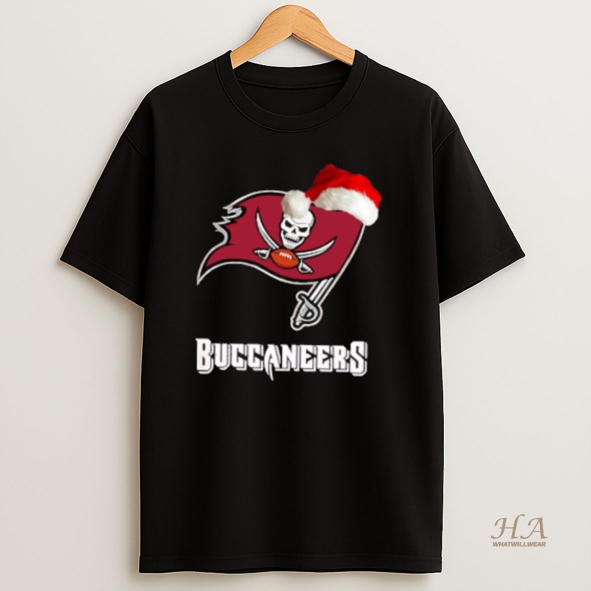 Official Tampa Bay Buccaneers 2025 Santa Hat Logo Football Christmas T Shirt