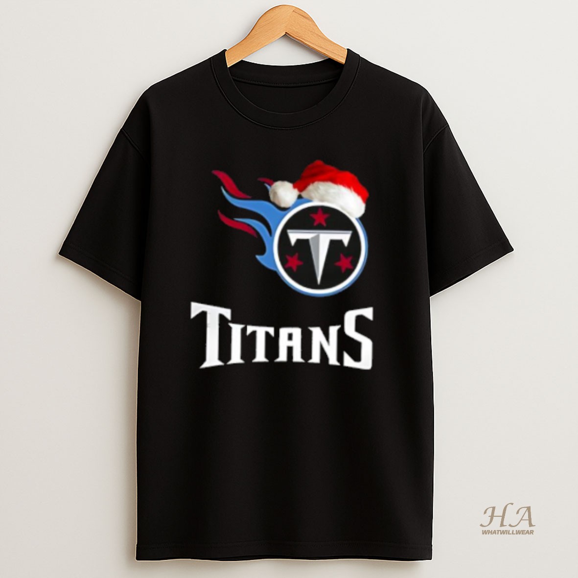 Official Tennessee Titans 2025 Santa Hat Logo Football Christmas T Shirt