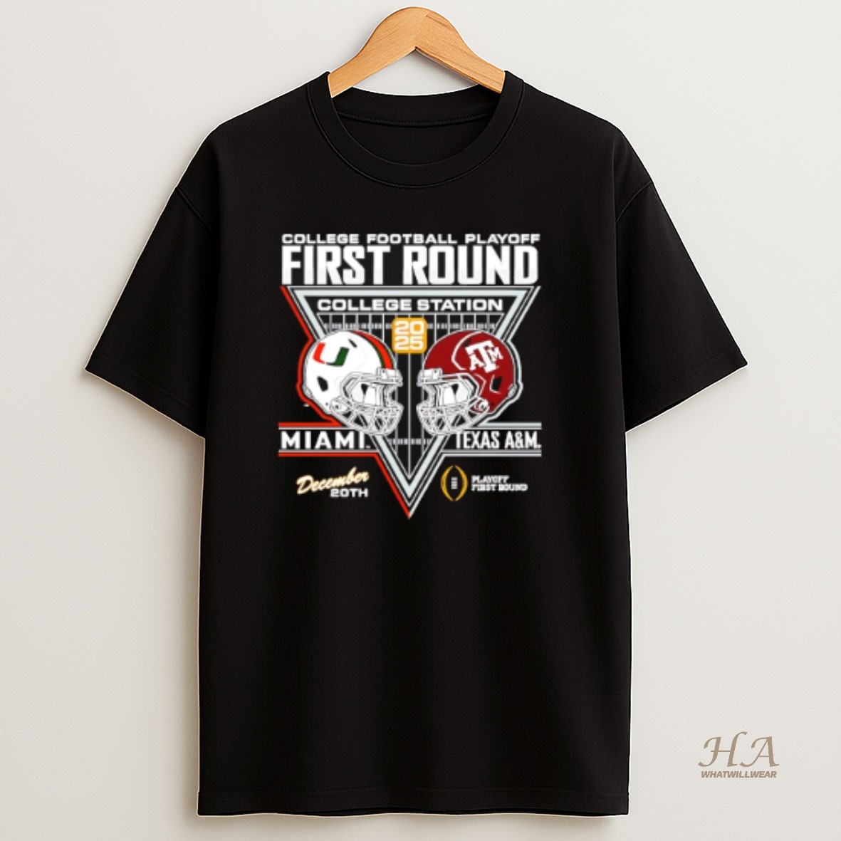 Official Texas Am Aggie Vs Miami 2025 26 Cfp First Round Helmets Shirt
