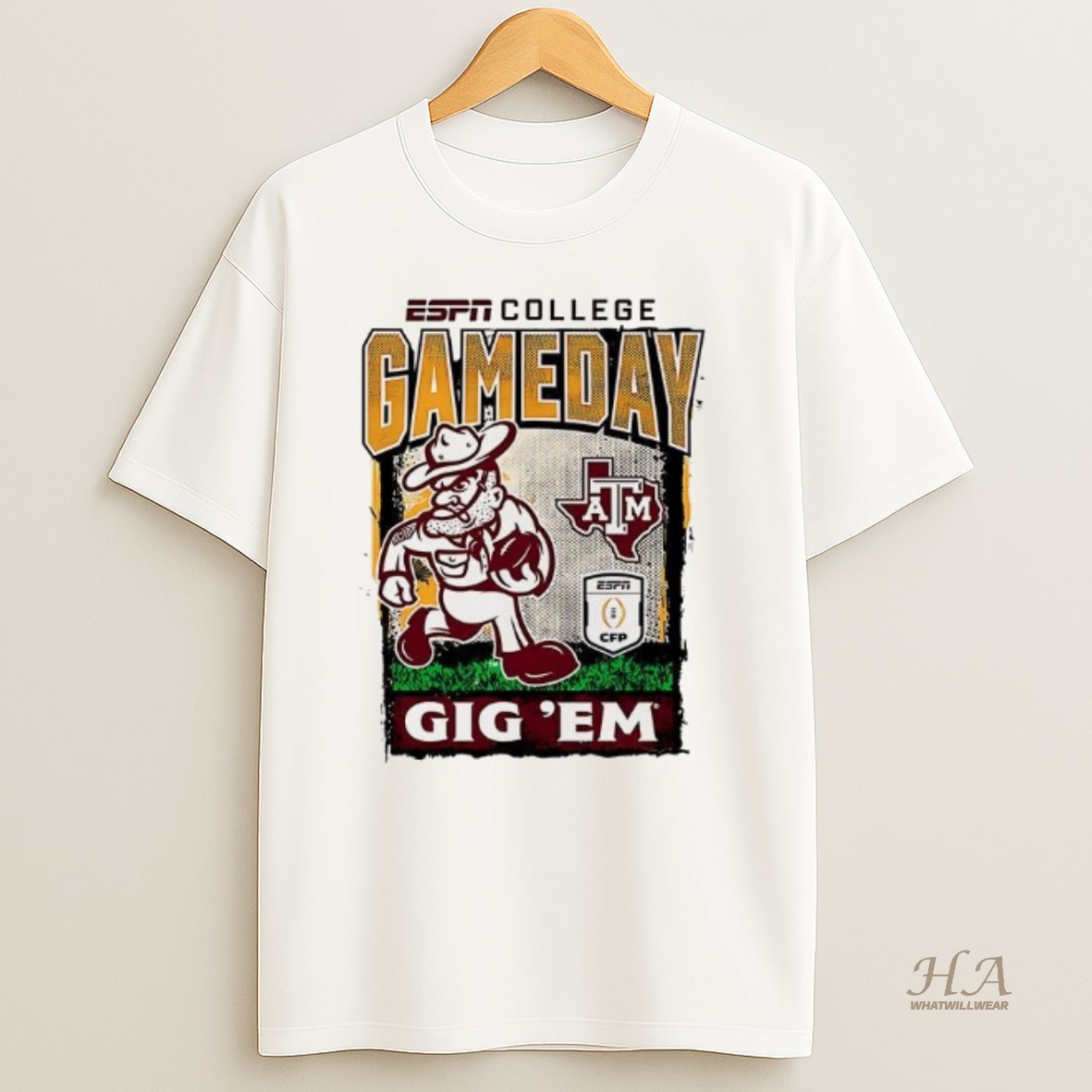 Official Texas Am Aggies Gig Em Football Playoff Gameday Mascot Shirt
