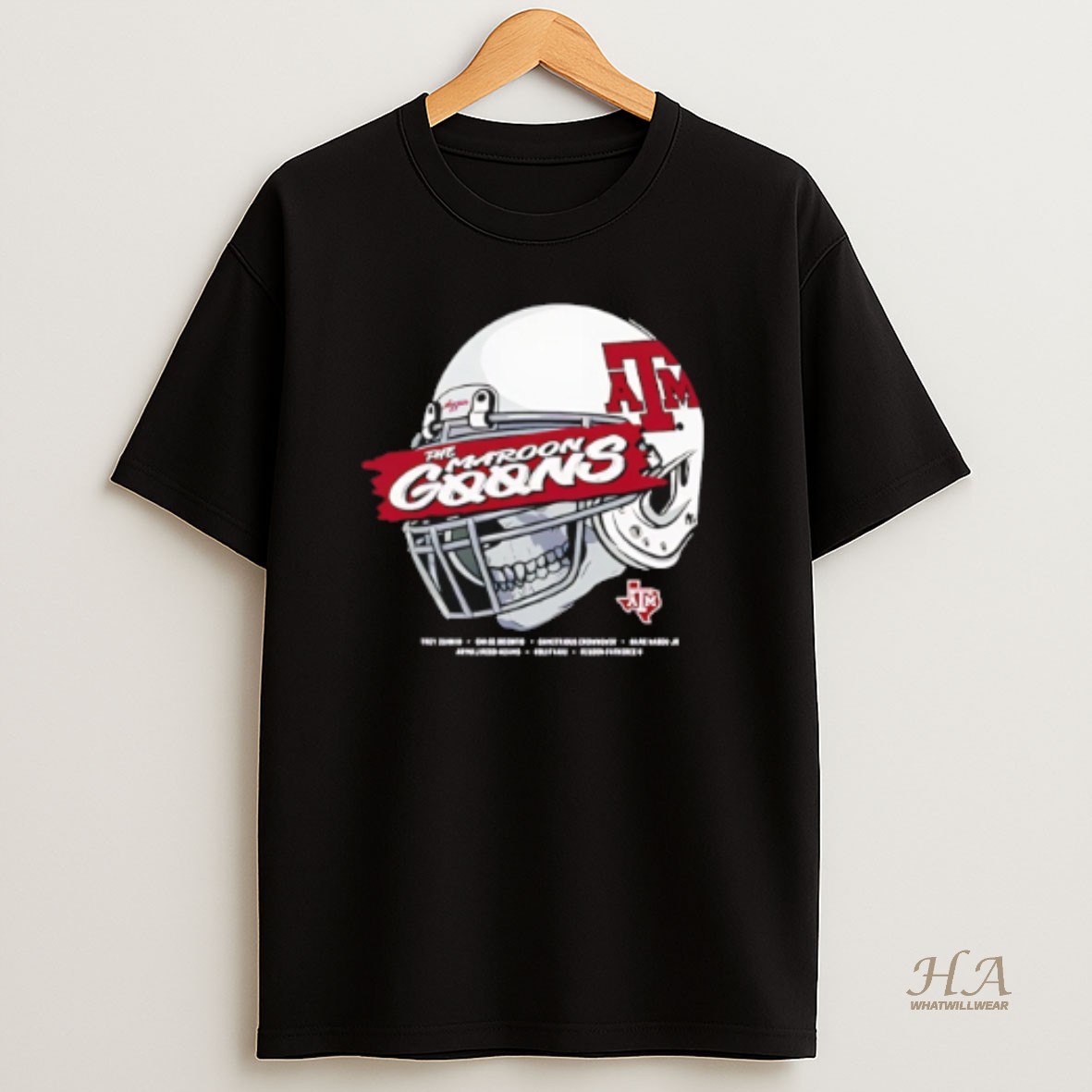 Official Texas Am Aggies The Maroon Goons Helmet T Shirt