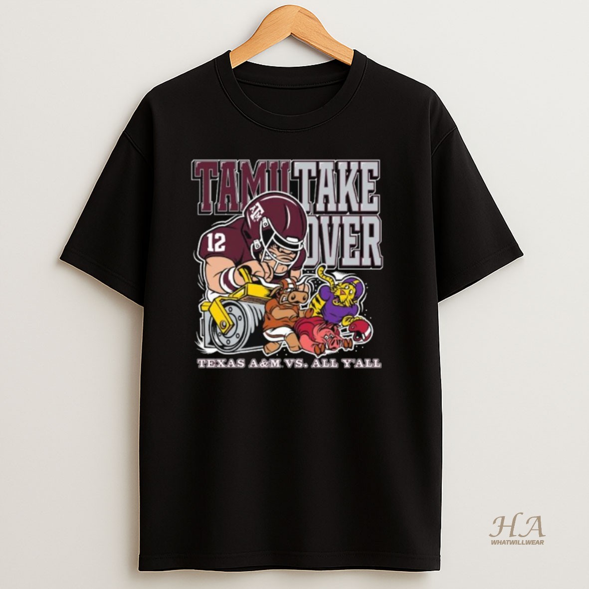 Official Texas Am Aggies Vs All Yall Tamu Takeover Mascot Long Sleve Shirt