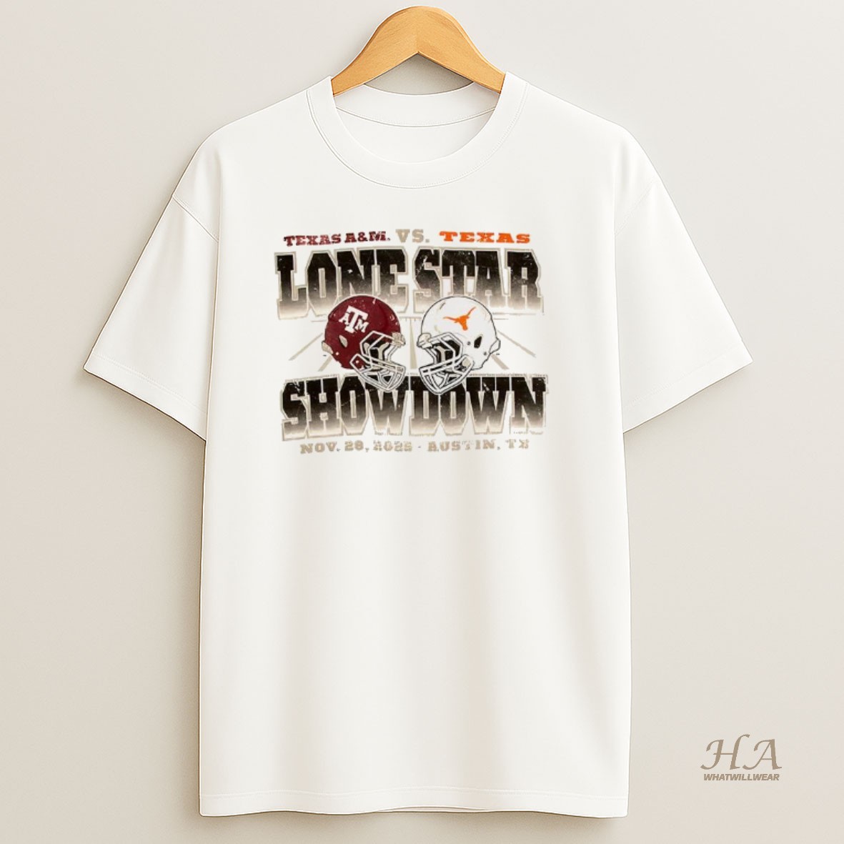 Official Texas Longhorns Vs Texas Am Football Lone Star Showdown Helmet T Shirt