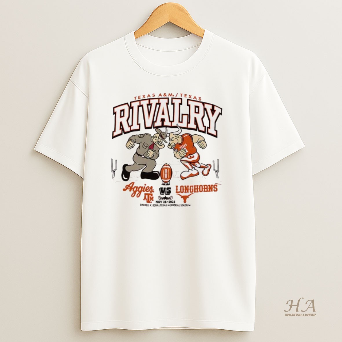 Official Texas Longhorns Vs Texas Am Football Rivalry Mascot 2025 T Shirt