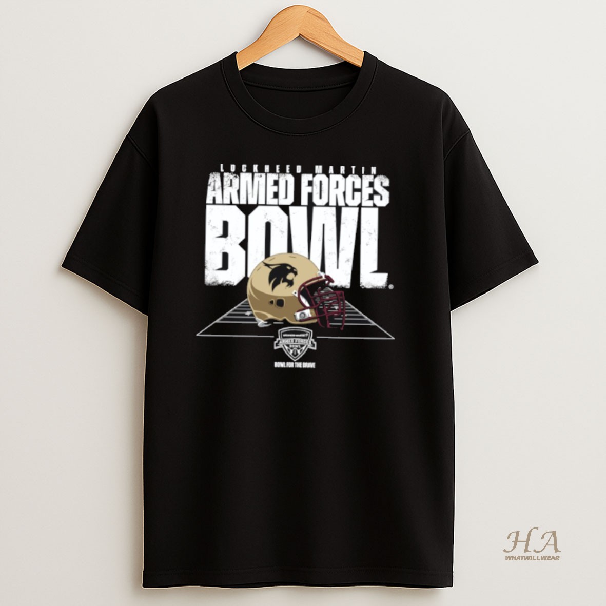 Official Texas State Bobcats 2026 Lockheed Martin Armed Forces Bowl Helmet Shirt