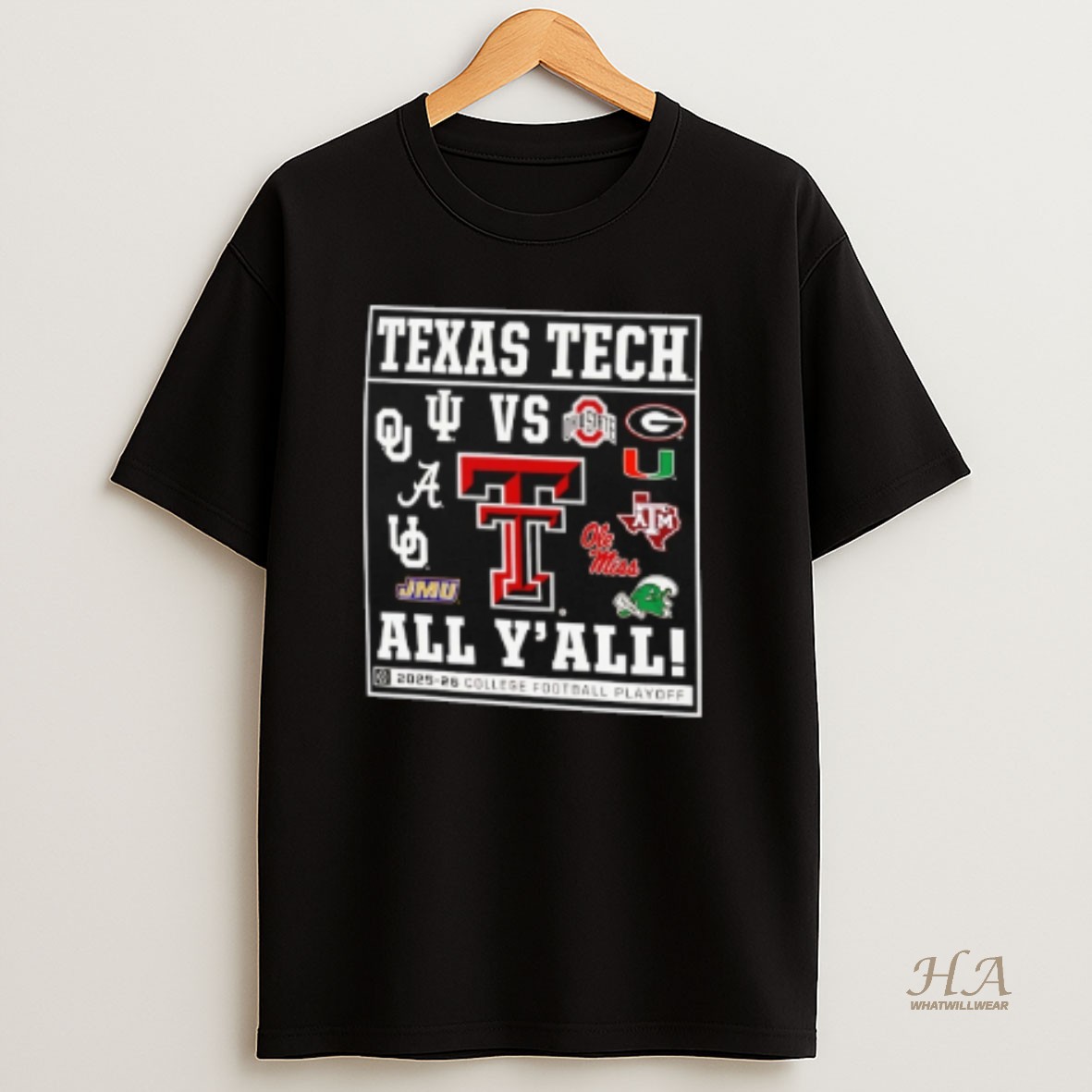 Official Texas Tech 2025 Cfp Framed 12 Team All Yall T Shirt