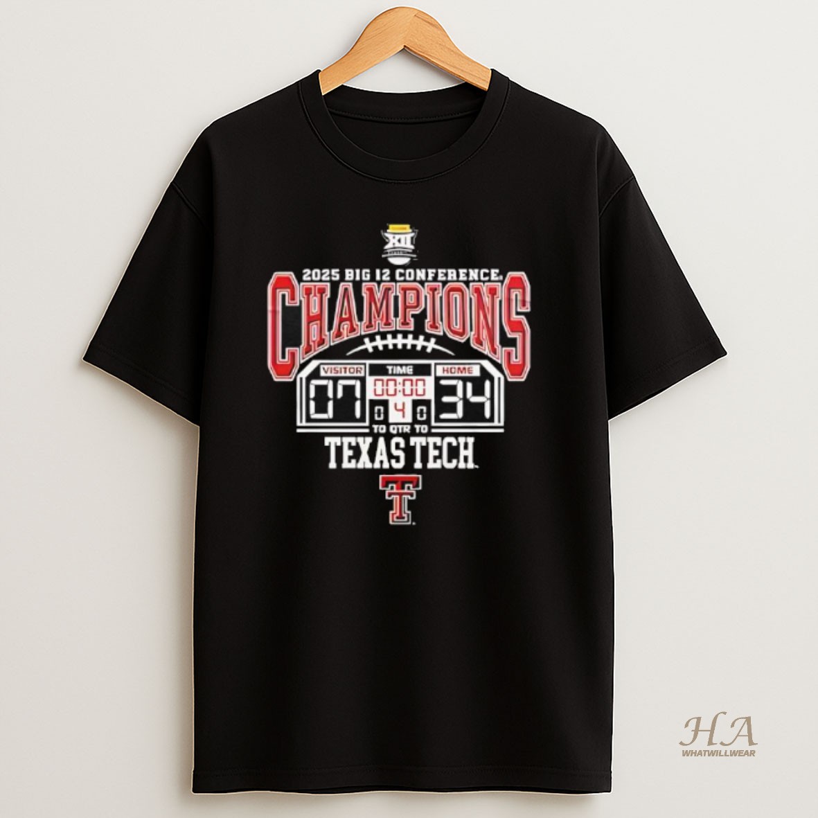 Official Texas Tech Red Raiders 2025 Big 12 Champions Score T Shirt