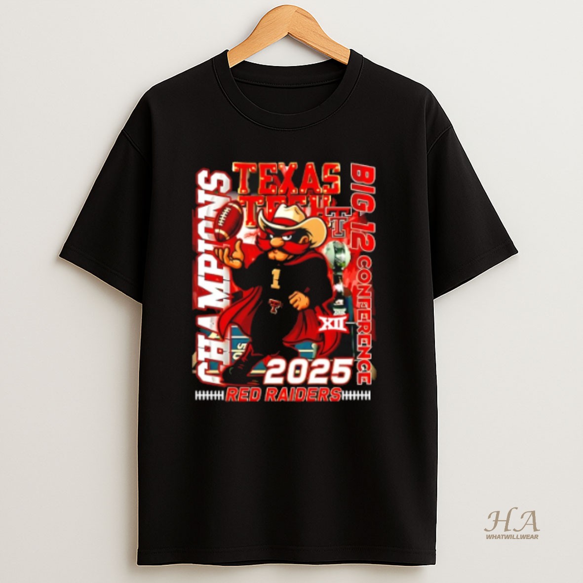 Official Texas Tech Red Raiders 2025 Big 12 Champions Mascot Shirt