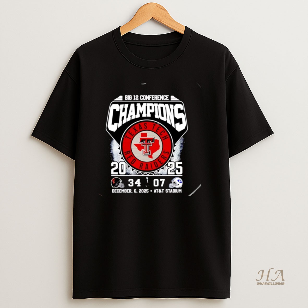 Official Texas Tech Red Raiders 2025 Big 12 Conference Champions 34 7 Byu Christmas T Shirt