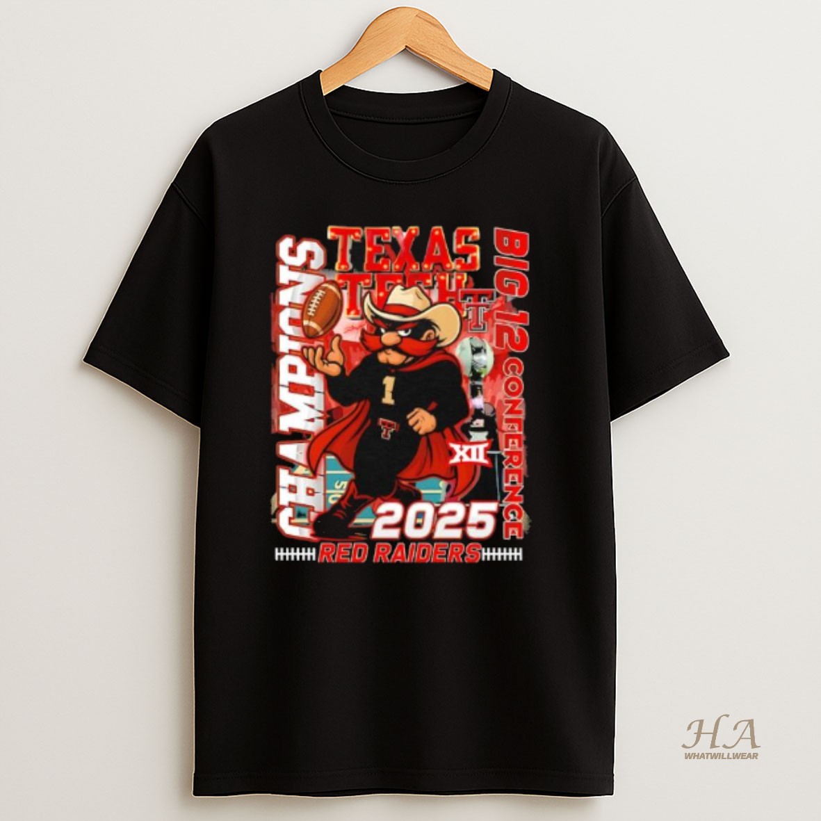 Official Texas Tech Red Raiders 2025 Big 12 Conference Champions Mascot Logo T Shirt