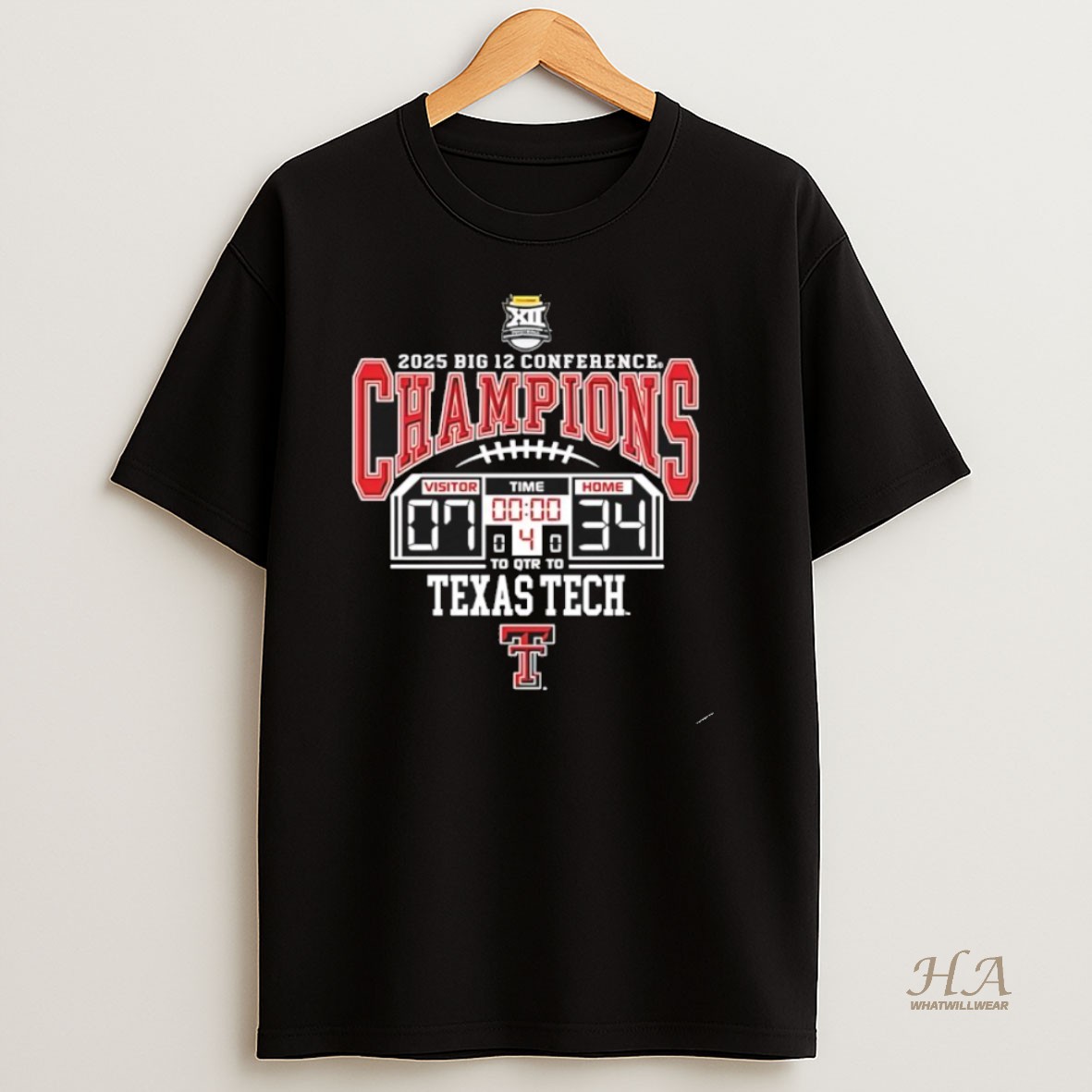 Official Texas Tech Red Raiders 2025 Big 12 Conference Champions Score Shirt