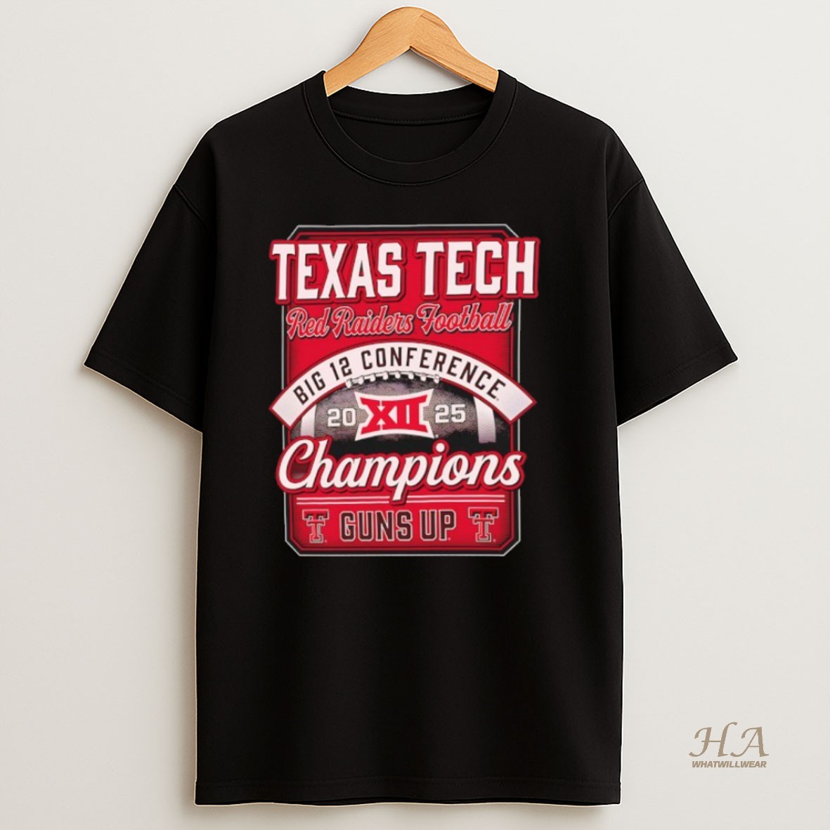 Official Texas Tech Red Raiders 2025 Big 12 Football Champions Score Guns Up Shirt