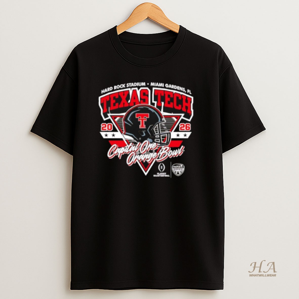 Official Texas Tech Red Raiders 2025 Cfp Capital One Orange Bowl Helmet Shirt