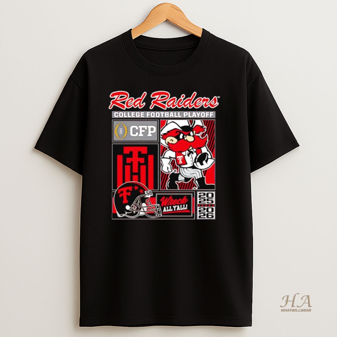 Official Texas Tech Red Raiders 2025 Cfp Wreck All Yall Mascot T Shirt