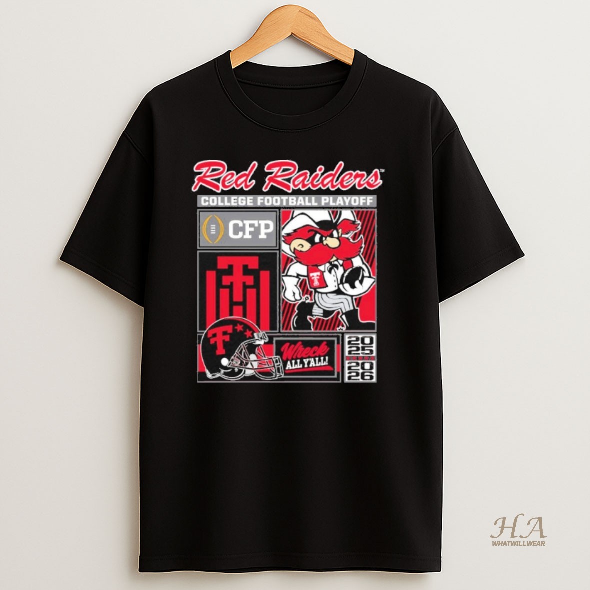Official Texas Tech Red Raiders 2025 College Football Playoff Wreck All Yall Mascot T Shirt