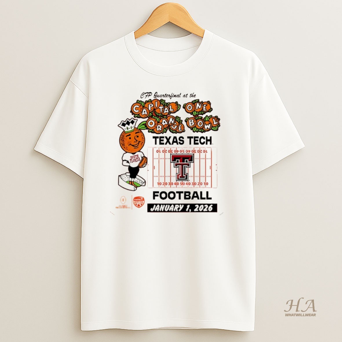 Official Texas Tech Red Raiders 2025 Orange Bowl Mascot Christmas T Shirt