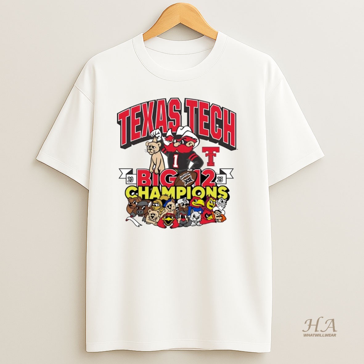 Official Texas Tech Red Raiders 2025 Big 12 Champs Mascot T Shirt