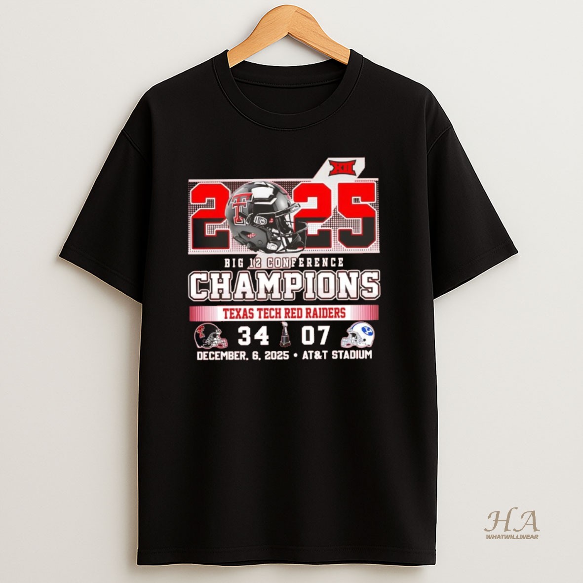 Official Texas Tech Red Raiders 2025 Big 12 Conference Champions Helmet Chriast Shirt