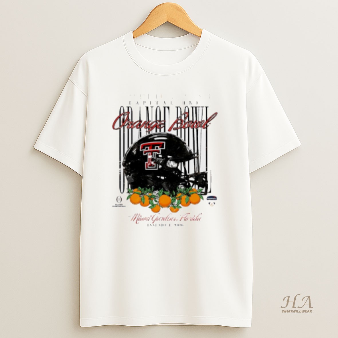 Official Texas Tech Red Raiders 2026 Orange Bowl Helmet T Shirt