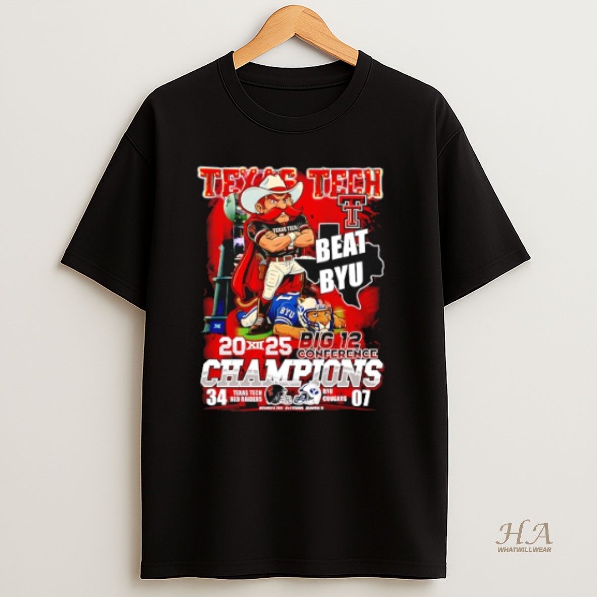 Official Texas Tech Red Raiders Beat Byu 2025 Big 12 Champions Mascot Shirt
