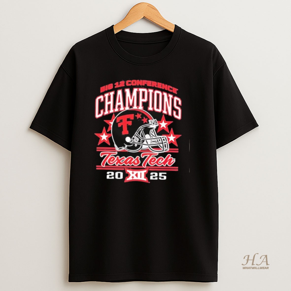 Official Texas Tech Red Raiders Football 2025 Big 12 Conference Champions Helmet Shirt